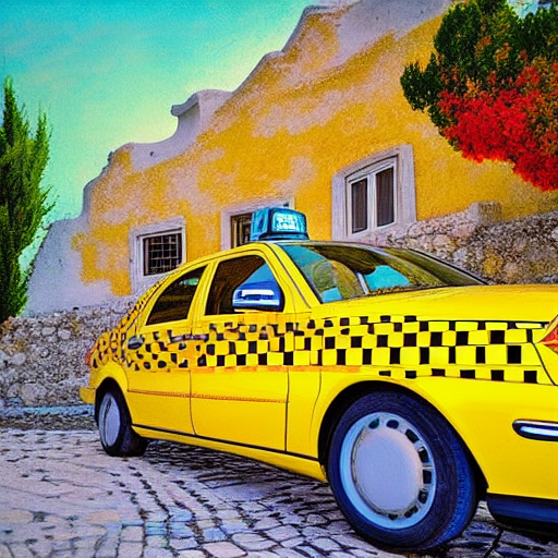 artist-depiction-taxi-in-athens-typical-tourist-trap